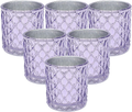 Ms Lovely Large Quilted Glass Votive Tealight Candle Holders - Bulk Set of 6 - Dark Blue  Ms Lovely Lavender  