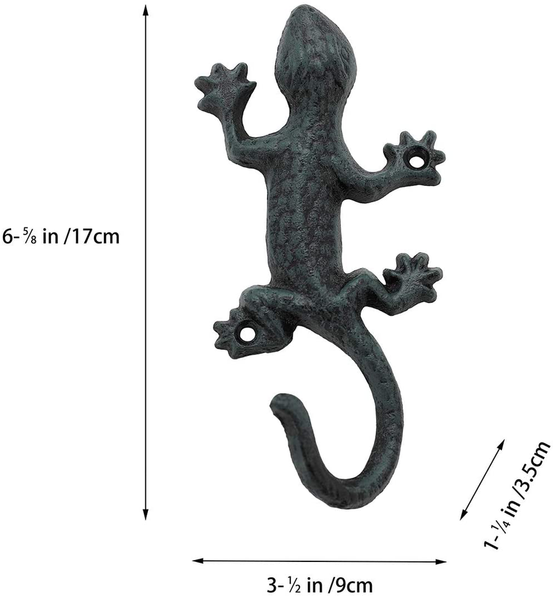 Coat Hooks Hanging Wall Mounted Rustic Decorative Gecko Hook, Cast Iron 6 Inch Key Holder Wall Decor, Set of 3 Home & Garden > Decor > Seasonal & Holiday Decorations ChasBete   