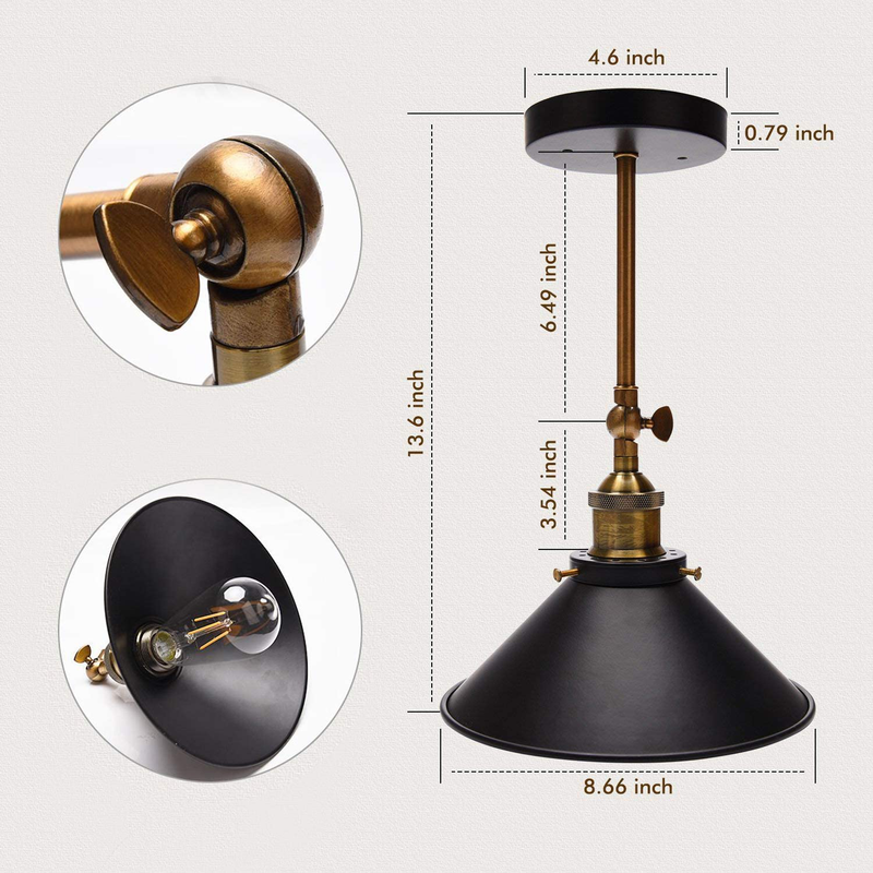 JACKYLED UL Antique Vintage Wall Sconces, Hardwired Industrial Wall Sconce, 240 Degree Adjustable Black Arm Swing Wall Lamp for Kitchen Bedroom Doorway, 2-Pack (Bulbs Included) Home & Garden > Lighting > Lighting Fixtures > Wall Light Fixtures KOL DEALS   