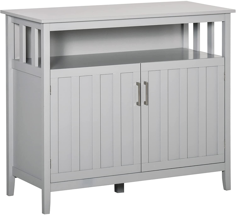 HOMCOM Sideboard Buffet Server Table with 2 Doors, Kitchen Storage Cabinet with Adjustable Shelves for Kitchen, White Home & Garden > Kitchen & Dining > Food Storage Aosom LLC Grey  