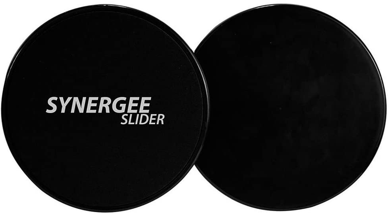 Synergee Core Sliders. Dual Sided Use on Carpet or Hardwood Floors. Abdominal Exercise Equipment  Synergee Jet Black  