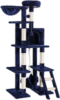 rabbitgoo Cat Tree Cat Tower 61" for Indoor Cats, Multi-Level Cat Condo with Hammock & Scratching Posts for Kittens, Tall Cat Climbing Stand with Plush Perch & Toys for Play Rest Animals & Pet Supplies > Pet Supplies > Cat Supplies > Cat Beds rabbitgoo Navy Blue  