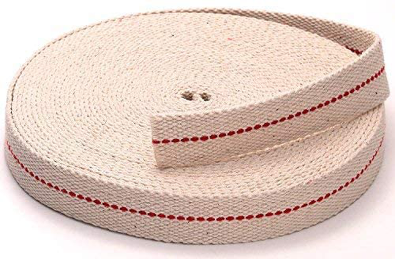 Light of Mine 3/8" Inch 100% Cotton Flat Wick 6 Foot Roll for Paraffin Oil or Kerosene Based Lanterns and Oil Lamps with Genuine Red Stitch (3/8")