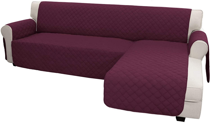 Easy-Going Sofa Slipcover L Shape Sofa Cover Sectional Couch Cover Chaise Slip Cover Reversible Sofa Cover Furniture Protector Cover for Pets Kids Children Dog Cat (Large,Dark Gray/Dark Gray) Home & Garden > Decor > Chair & Sofa Cushions Easy-Going Wine/Wine X-Large 