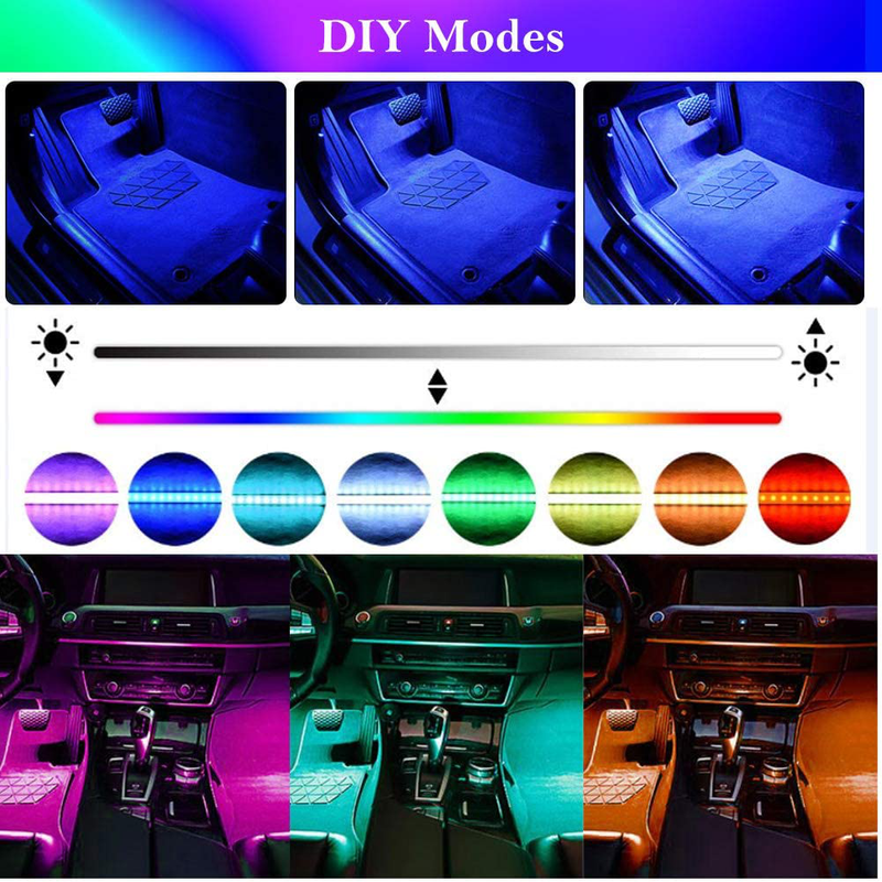 Winzwon Car Led Lights Interior 4 Pcs 48 Led Strip Light For Car With USB Port APP Control For iPhone Android Smart Phone Infinite DIY Colors Music Microphone Control Vehicles & Parts > Vehicle Parts & Accessories > Motor Vehicle Parts > Motor Vehicle Lighting Winzwon   