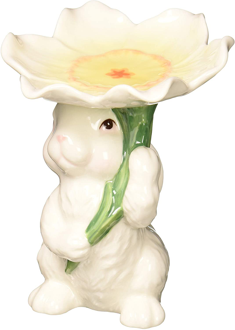 Cosmos 10590 Fine Porcelain Bunny Candy/Candle Holder, 3-3/4-Inch,White