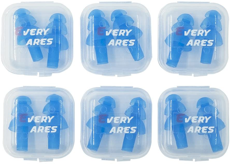 Every Cares Silicone Swimming Earplugs, 6 Pairs, Comfortable, Waterproof, Ear Plugs Swimming Showering Case Sporting Goods > Outdoor Recreation > Boating & Water Sports > Swimming Every Cares Blue  