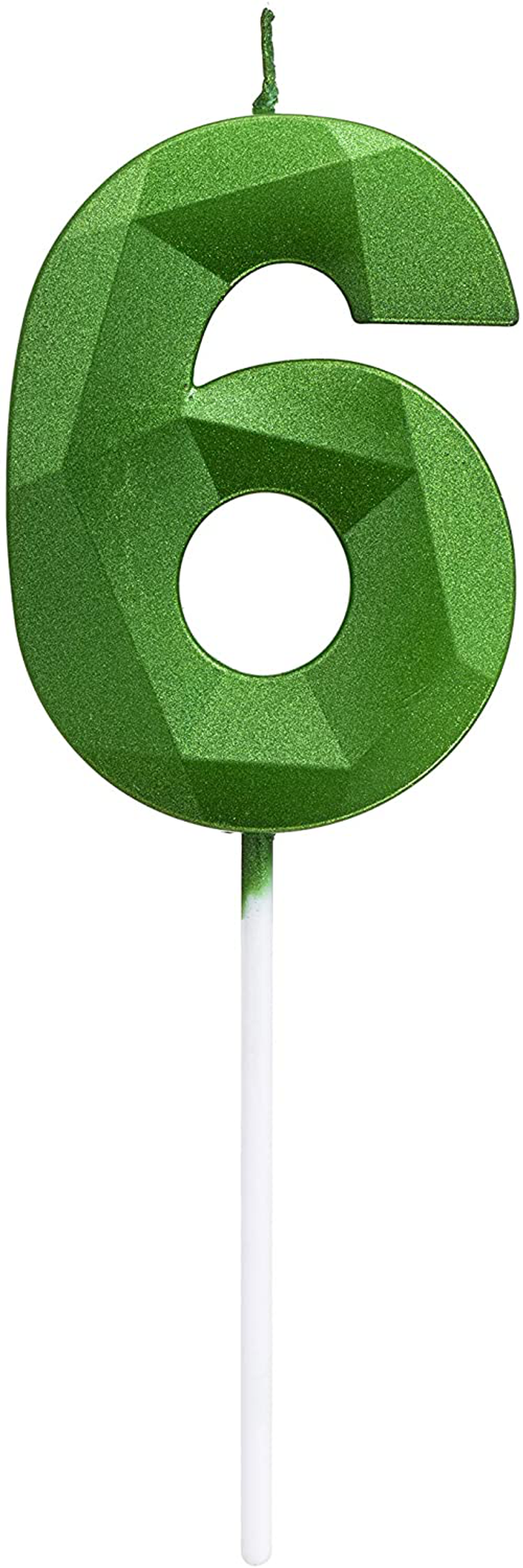 Green Happy Birthday Cake Candles,Wedding Cake Number Candles,3D Design Cake Topper Decoration for Party Kids Adults (Green Number 6)
