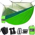 Hieha Camping Hammock with Mosquito Net, Portable Double/Single Travel Hammock w/Bug Insect Netting, Tree Straps & Carabiners for Outdoor Camping, Lightweight Tree Hammocks Home & Garden > Lawn & Garden > Outdoor Living > Hammocks Hieha Grey Green  