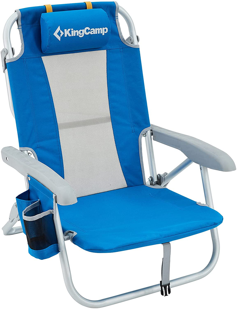 Kingcamp Low Sling Beach Chair for Camping Concert Lawn, Low and High Mesh Back Two Versions Sporting Goods > Outdoor Recreation > Camping & Hiking > Camp Furniture KingCamp Blue  