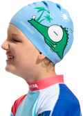 COPOZZ Kids/Adult Swim Caps, Silicone Waterproof Comfy Bathing Cap Swimming Hat for Long and Short Hair Sporting Goods > Outdoor Recreation > Boating & Water Sports > Swimming > Swim Caps COPOZZ Blue Crocodile-5-12yrs  