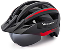 VICTGOAL Bike Helmet for Men Women with Led Light Detachable Magnetic Goggles Removable Sun Visor Mountain & Road Bicycle Helmets Adjustable Size Adult Cycling Helmets Sporting Goods > Outdoor Recreation > Cycling > Cycling Apparel & Accessories > Bicycle Helmets VICTGOAL Black Red  