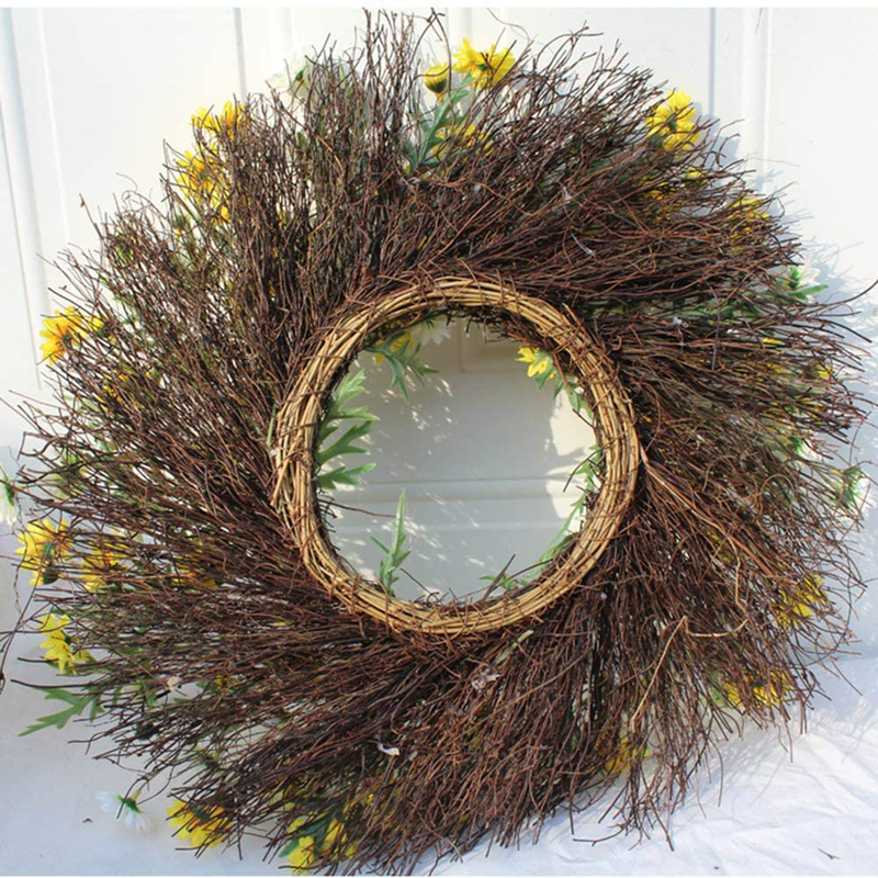 Rylod 22 Inch Daisy Wreath for Front Door, Artificial Daisy Flower Wreath with Green Leaves, Spring Floral Wreath for Farmhouse Home Decoration Home & Garden > Decor > Seasonal & Holiday Decorations Rylod   