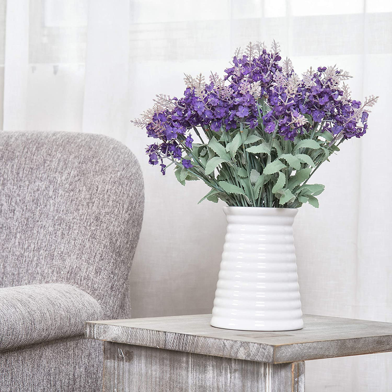 MyGift Ribbed Design Small White Ceramic Flower Vases, Set of 3 Home & Garden > Decor > Vases MyGift   