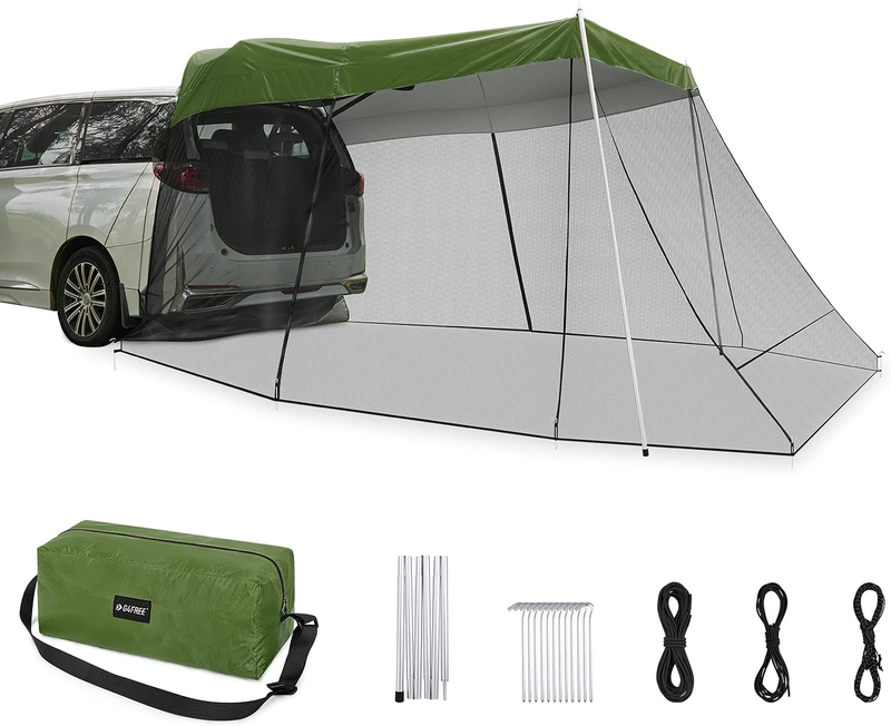 G4Free Car Awning Sun Shelter with Mosquito Net, Portable SUV Tent Tailgate Shade Car Canopy for Outdoor Camping Car Travel (Army Green) Sporting Goods > Outdoor Recreation > Camping & Hiking > Mosquito Nets & Insect Screens G4Free Army green  