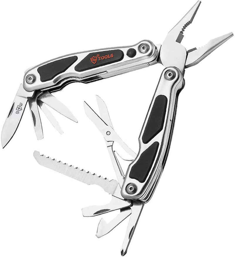 Multitool Pliers 15In1 with Flashlight Scissors Screwdriver Knife - All in One Pocket Multi Tool for Men Black Multi-Tool - Best Tools for EDC Urban Work Camping Hiking Survival -Birthday Gifts 2611
