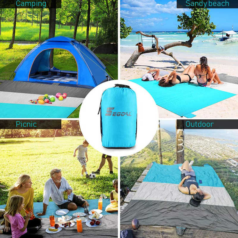 SEGOAL Sand Free Beach Blanket Large Oversized Waterproof Soft Lightweight Durable Quick Drying Portable Sand Proof Mat for Adults Family Picnic Travel Camping Hiking with 4 Corner Pockets Home & Garden > Lawn & Garden > Outdoor Living > Outdoor Blankets > Picnic Blankets SEGOAL   