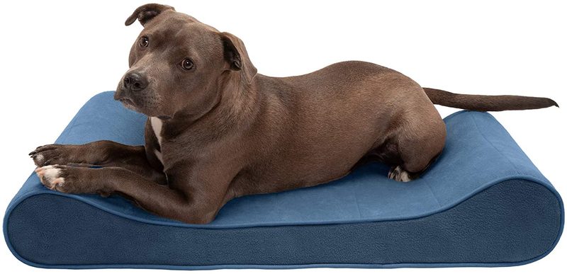 Furhaven Orthopedic, Cooling Gel, and Memory Foam Pet Beds for Small, Medium, and Large Dogs - Ergonomic Contour Luxe Lounger Dog Bed Mattress and More Animals & Pet Supplies > Pet Supplies > Dog Supplies > Dog Beds Furhaven Pet Products, Inc Microvelvet Stellar Blue Contour Bed (Cooling Gel Foam) Large (Pack of 1)