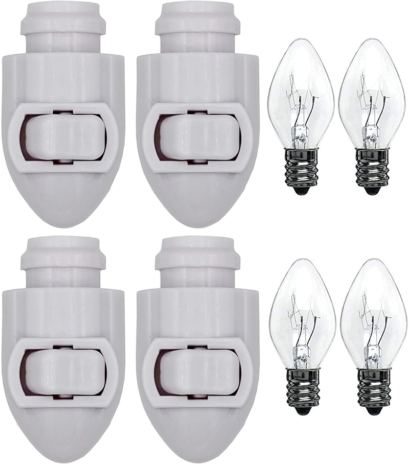 Creative Hobbies Plug in Night Light Module, White Color, Includes 4 Watt Bulb, Great for Making Your Own Decorative Night Lights, Pack of 4