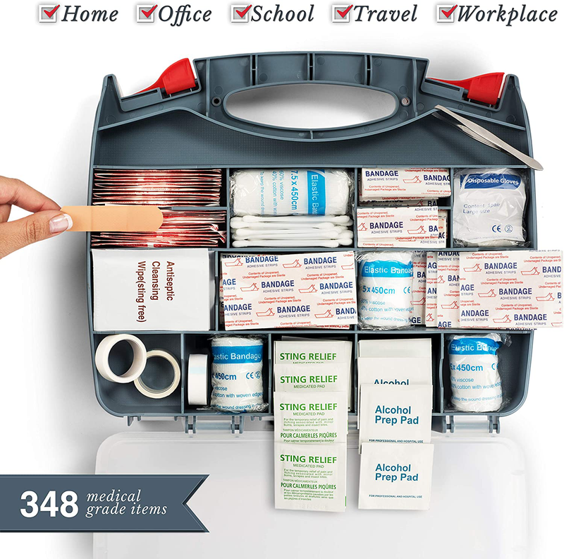 Swiss Safe 2-in-1 Hardcase First Aid Kit (348 Piece) + Bonus Mini Kit (32 Piece), Survival Preparedness for 50 People Health & Beauty > Health Care > First Aid > First Aid Kits Swiss Safe Products, LLC   