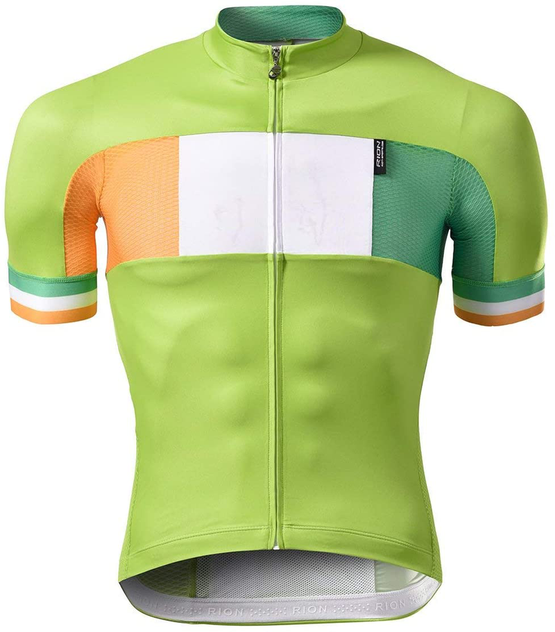 RION Men's Cycling Jersey Breathable Bike Shirt Short Sleeve Tops Pockets (New Size Chart) Sporting Goods > Outdoor Recreation > Cycling > Cycling Apparel & Accessories RION Green Medium 