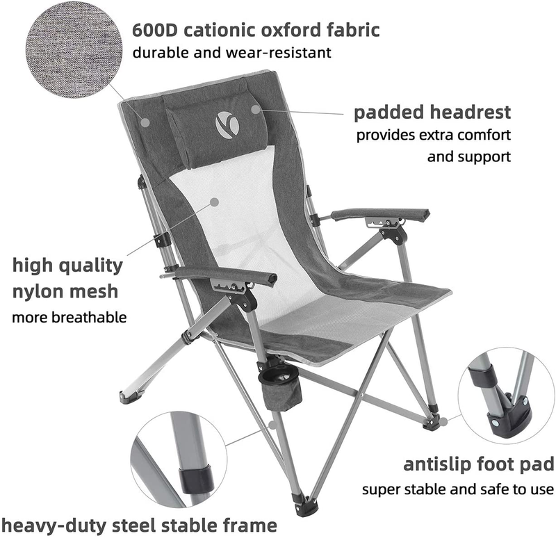 Rock Cloud Folding Camping Chair 4 Position Portable Camp Chairs Outdoor for Camp Lawn Hiking Fishing Sports Sporting Goods > Outdoor Recreation > Camping & Hiking > Camp Furniture ROCK CLOUD   