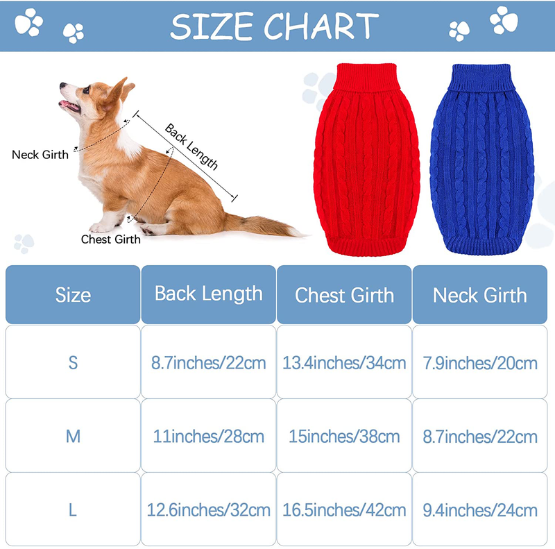 Pedgot 4 Pieces Dog Sweater Dog Winter Clothes Knit Turtleneck Pet Sweater Classic Pet Cable Knit Winter Coat Warm Dog Sweatshirt Pullover for Small Medium Large Dogs Animals & Pet Supplies > Pet Supplies > Dog Supplies > Dog Apparel Pedgot   
