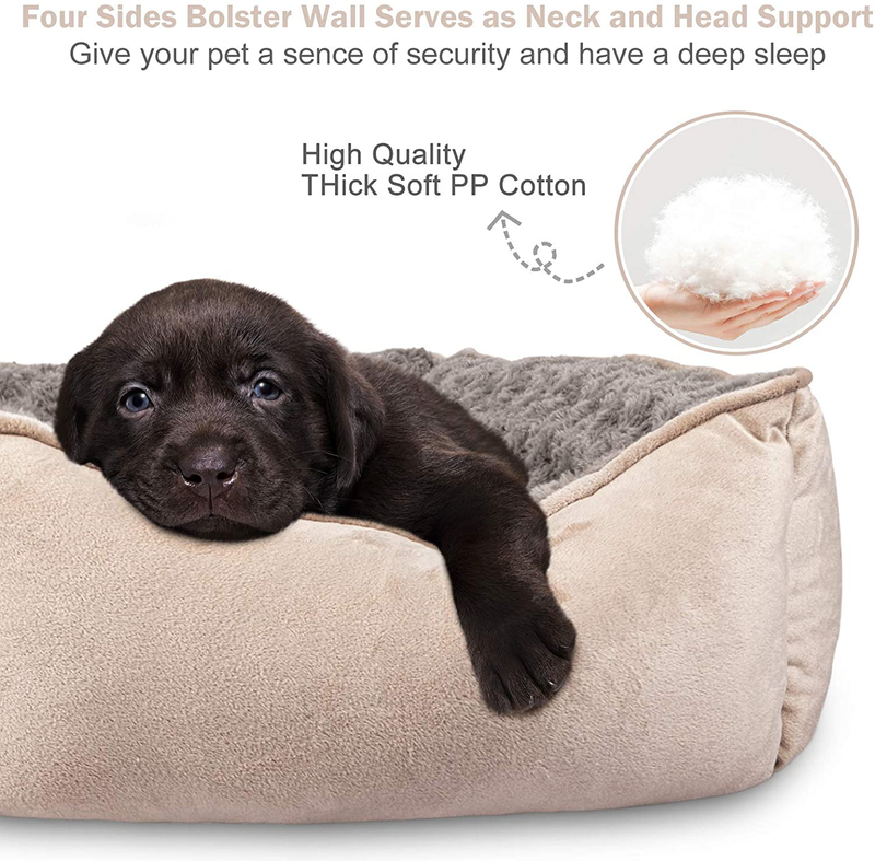 JOEJOY Rectangle Dog Bed for Large Medium Small Dogs Machine Washable Sleeping Dog Sofa Bed Non-Slip Bottom Breathable Soft Puppy Bed Durable Orthopedic Calming Pet Cuddler, Multiple Size, Beige Animals & Pet Supplies > Pet Supplies > Dog Supplies > Dog Beds JOEJOY   