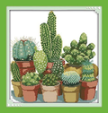 Joy Sunday 11CT Stamped Cross Stitch Kits,Sewing Pattern for Girls Cactuses Cross-Stitch Sets Embroidery Kit Needlework Easy