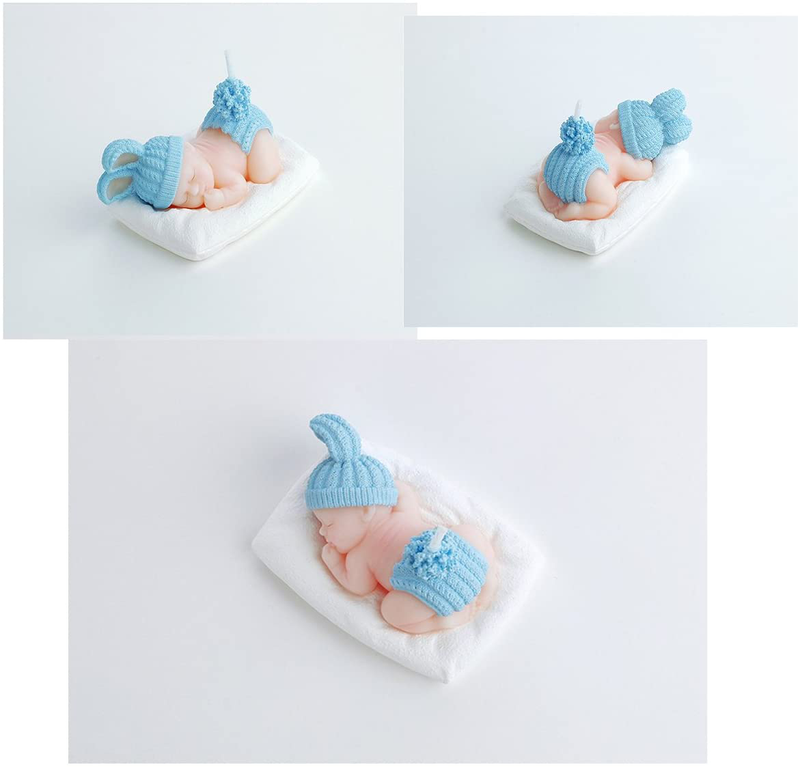 FLYPARTY Children's Birthday Candles with Greeting Card,Handmade Adorable Sleeping Baby Birthday Baby Shower Cake Topper Candle, Wedding Festival Party Favors Decorations (Blue Boy) Home & Garden > Decor > Home Fragrances > Candles FLYPARTY   