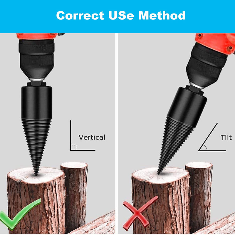 NEREIDS NET Wood Firewood Log Splitter, Heavy Duty Drill Screw Cone Driver for Hand Drill Stick-Hex+Square+Round (3Pcs), Electric Kindling Firewood Splitter Split Drilling Tool for Camping, Farm Sporting Goods > Outdoor Recreation > Camping & Hiking > Camping Tools NEREIDS NET   