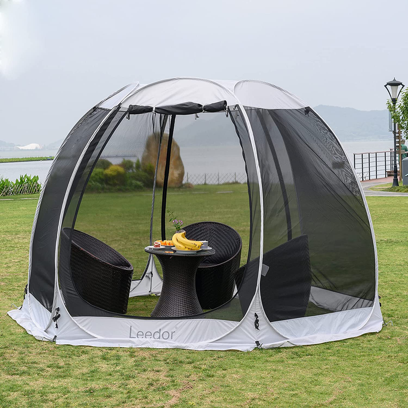 LEEDOR Gazebos for Patios Screen House Room 4-6 Person Canopy Mosquito Net Camping Tent Dining Pop up Sun Shade Shelter Mesh Walls Not Waterproof Gray,10'X10' Sporting Goods > Outdoor Recreation > Camping & Hiking > Mosquito Nets & Insect Screens LEEDOR Gray 10x10x7',6Panel 