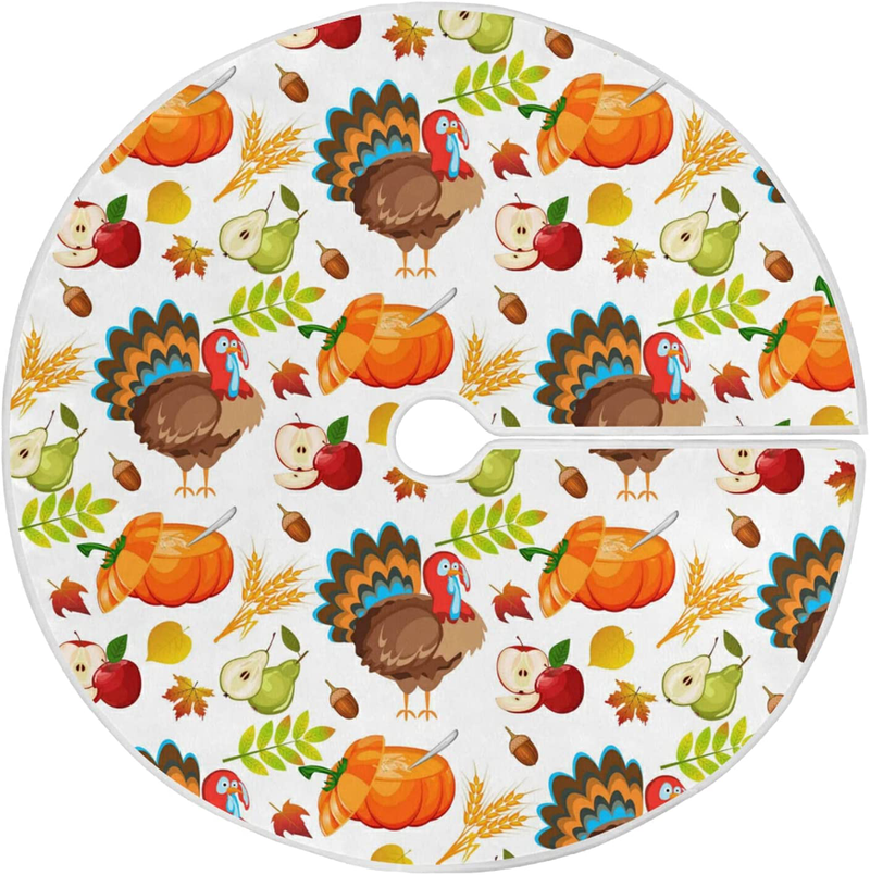 Dussdil Autumn Maple Leaves Christmas Tree Skirt Fall Dry Yellow Leaf Tree 36 Inches Xmas Tree Skirts Floor Door Mat Rug Decorations for Holiday Party Indoor Outdoor Home Office Ornaments Home & Garden > Decor > Seasonal & Holiday Decorations > Christmas Tree Skirts Skycess Thanksgiving Turkey 48 inches 