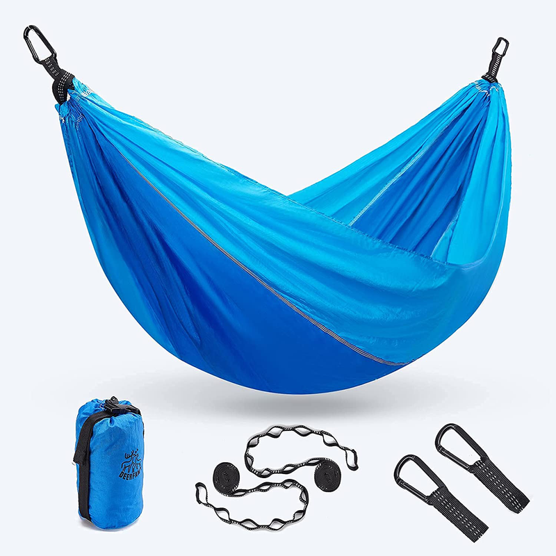 DEERFAMY Single Hammock Camping Hiking Hammock, Easy Set Up, Hold Up to 440lbs with Adjustable Tree Straps for Adult, Hamaca for Backpacking Backyard Patio Swing Blue Home & Garden > Lawn & Garden > Outdoor Living > Hammocks DEERFAMY   
