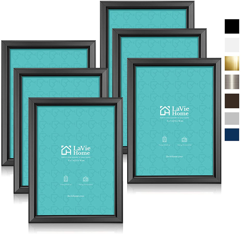 LaVie Home 4x6 Picture Frames (6 Pack, Black) Simple Designed Photo Frame with High Definition Glass for Wall Mount & Table Top Display, Set of 6 Classic Collection Home & Garden > Decor > Picture Frames LaVie Home Black 5x7 