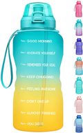 Fidus Large 1 Gallon/128oz Motivational Water Bottle with Time Marker & Straw,Leakproof Tritan BPA Free Water Jug,Ensure You Drink Enough Water Daily for Fitness,Gym and Outdoor Sports Sporting Goods > Outdoor Recreation > Winter Sports & Activities Fidus A9.2-Green/Golden Gradient 1 Gallon 