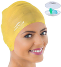 Swim Cap for Long Hair - Silicone Swimcap for Long Hair | Swimming Caps for Women & Men | Silicone Swim Caps for Long Hair - Bathing Cap to Keep Your Hair Dry Sporting Goods > Outdoor Recreation > Boating & Water Sports > Swimming > Swim Caps SWIM ELITE YELLOW  