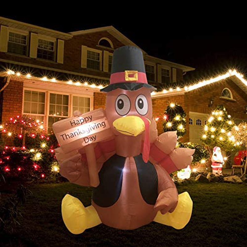 MorTime 6 FT Thanksgiving Inflatable Turkey, Blow up Lighted Turkey Decor with LED Lights for Fall Autumn Yard Party Shopping Mall Harvest Day Thanksgiving Decorations Home & Garden > Decor > Seasonal & Holiday Decorations& Garden > Decor > Seasonal & Holiday Decorations MorTime   