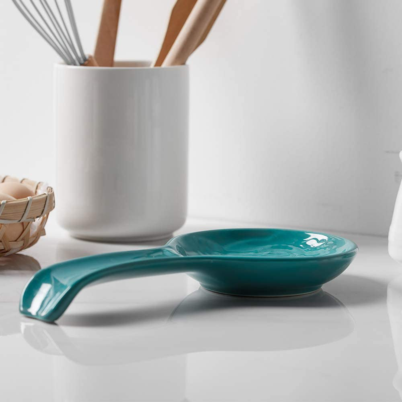 DOWAN Ceramic Spoon Rest for Kitchen, 2 Pieces of Porcelain Stovetop Spoon Holder for Countertop, Turquoise Owl Ladle Rest 9.5 Inches, Dishwasher Safe Farmhouse Kitchen Decor and Accessories Home & Garden > Decor > Seasonal & Holiday Decorations DOWAN   