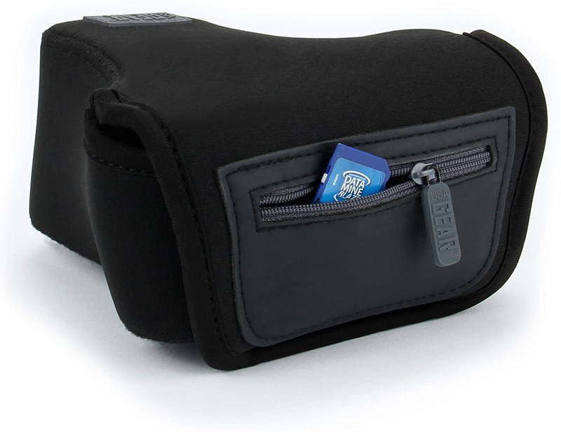 USA GEAR DSLR SLR Camera Sleeve Case (Black) with Neoprene Protection, Holster Belt Loop and Accessory Storage - Compatible With Nikon D3400, Canon EOS Rebel SL2, Pentax K-70 and Many More Cameras & Optics > Camera & Optic Accessories > Camera Parts & Accessories > Camera Bags & Cases USA Gear   