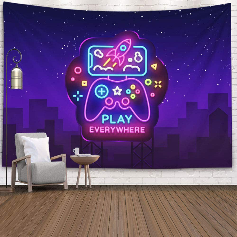 Crannel Gaming Wall Tapestry, Conceptual Abstraction Modern Controller Realistic Game Wireless Mockup Tapestry 80x60 Inches Wall Art Tapestries Hanging Dorm Room Living Home Decorative,Black Blue Home & Garden > Decor > Artwork > Decorative TapestriesHome & Garden > Decor > Artwork > Decorative Tapestries Crannel Purple Black-4 80" L x 60" W 