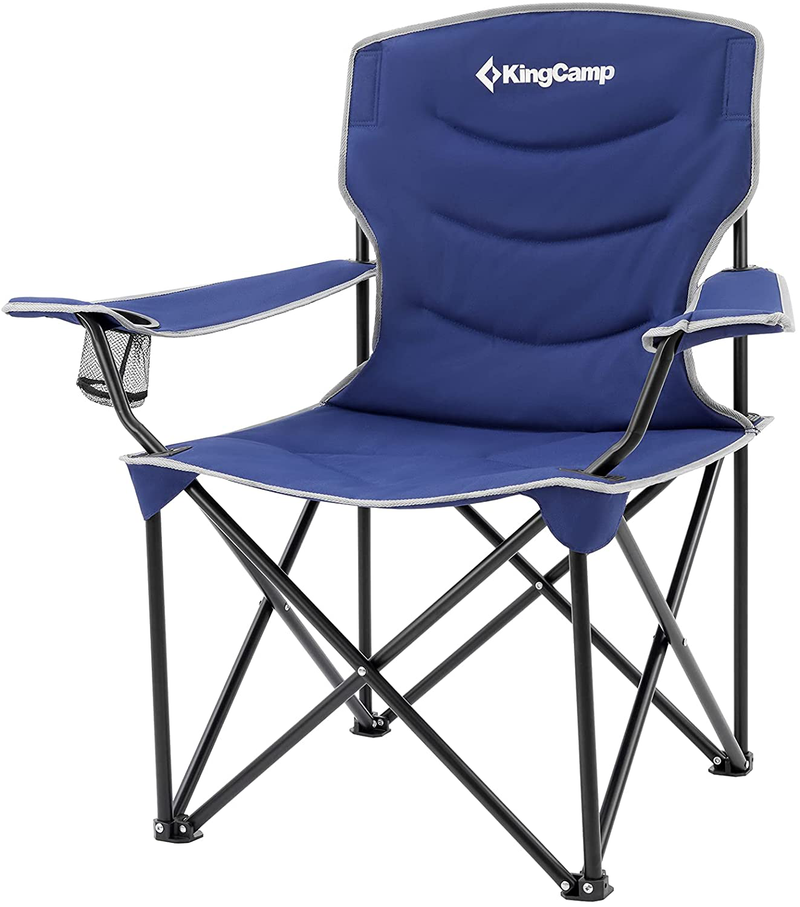 Kingcamp Oversized Camping Chairs Upgraded Widen Seat Padded Backrest Armrest Heavy Duty Camping Chairs Lawn Chairs Folding Outdoor Sports Chairs for Adults with Cup Holder Supports 300 Lbs Sporting Goods > Outdoor Recreation > Camping & Hiking > Camp Furniture KingCamp Blue/Full Padded  