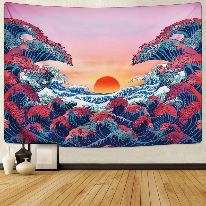 Ocean Wave Tapestry Sunset Tapestry 3D Great Wave Tapestry Japanese Tapestry for Room… Home & Garden > Decor > Artwork > Decorative Tapestries Sevenstars Ocean Wave 70.9" x 92.5" 