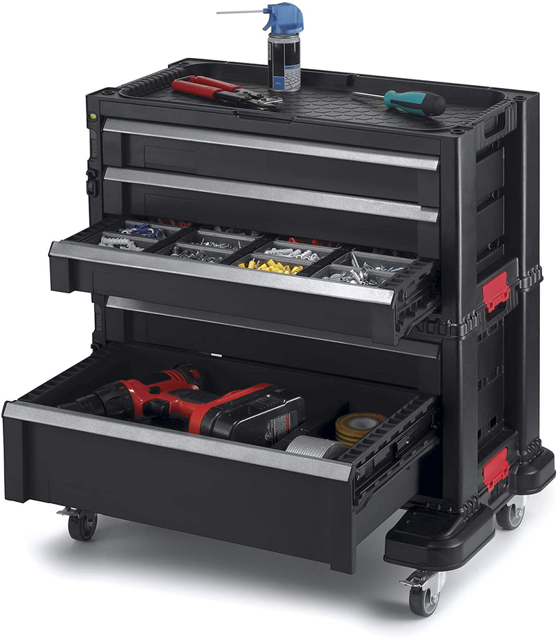Keter Rolling Tool Chest with Storage Drawers, Locking System and 16 Removable Bins-Perfect Organizer for Automotive Tools for Mechanics and Home Garage Hardware > Hardware Accessories > Tool Storage & Organization Keter Rolling Tool Chest  