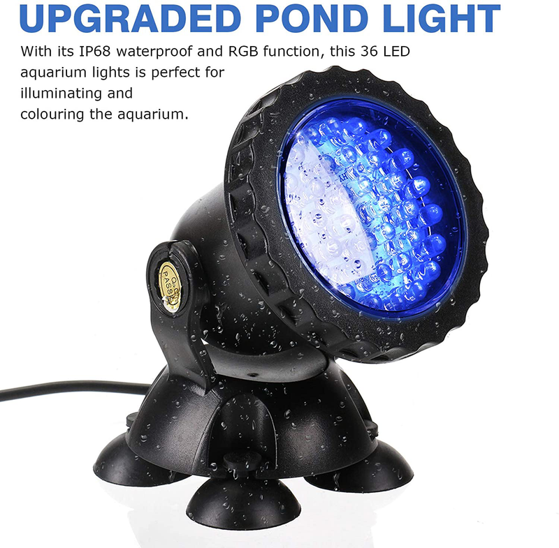 Pond Light 36 LED 100% Waterproof Underwater Submersible Lights, 4 Pack Multi-color & Adjustable & Dimmable Aquarium Light with Remote Control, Landscape Lamp for Fish Tank Swimming Pool Fountain  DOCEAN   