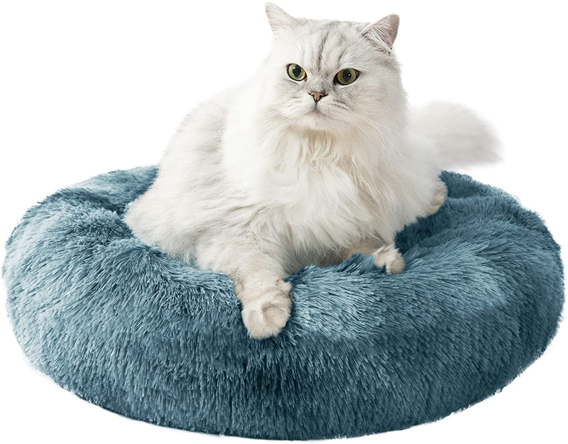 Love's cabin 20in Cat Beds for Indoor Cats - Cat Bed with Machine Washable, Waterproof Bottom - Coffee Fluffy Dog and Cat Calming Cushion Bed for Joint-Relief and Sleep Improvement Animals & Pet Supplies > Pet Supplies > Cat Supplies > Cat Beds Love's cabin Tie-Dye/Green 24" 