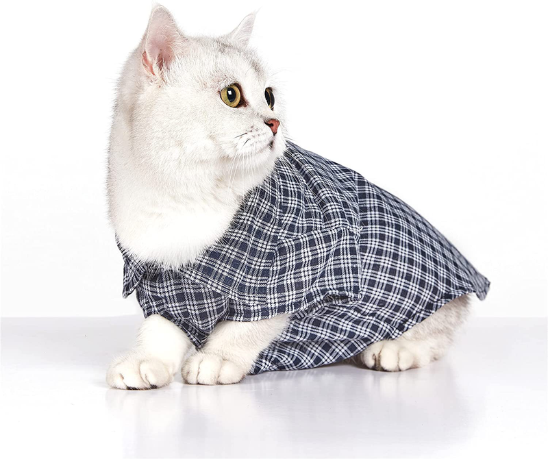 COUTUDI Pet Basic Plaid Shirt Little Puppy T-Shirt Clothes Small Dog Plaid Polo Clothes Shirt Cat T-Shirt Puppy Supplies for All Seasons Animals & Pet Supplies > Pet Supplies > Dog Supplies > Dog Apparel CT COUTUDI   