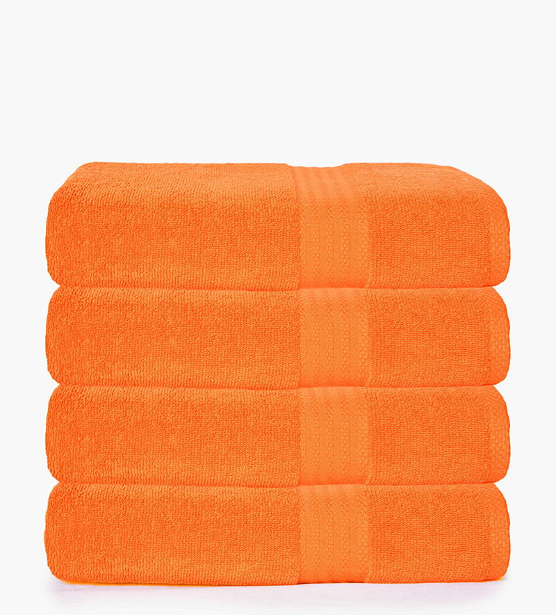 Glamburg Premium Cotton 4 Pack Bath Towel Set - 100% Pure Cotton - 4 Bath Towels 27x54 - Ideal for Everyday use - Ultra Soft & Highly Absorbent - Black Home & Garden > Linens & Bedding > Towels GLAMBURG Orange  