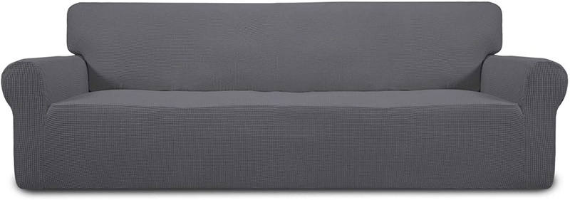 Easy-Going Stretch Sofa Slipcover 1-Piece Couch Sofa Cover Furniture Protector Soft with Elastic Bottom for Kids, Spandex Jacquard Fabric Small Checks(Sofa,Dark Gray) Home & Garden > Decor > Chair & Sofa Cushions Easy-Going Grey XX Large 