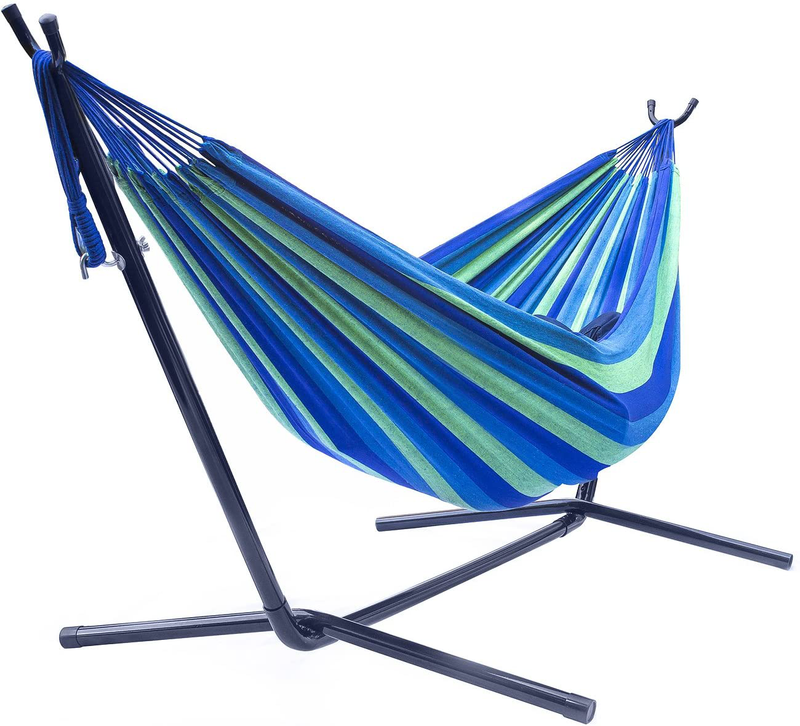 Sorbus Double Hammock with Steel Stand Two Person Adjustable Hammock Bed - Storage Carrying Case Included (Blue/Green) Home & Garden > Lawn & Garden > Outdoor Living > Hammocks Sorbus Blue/Green  